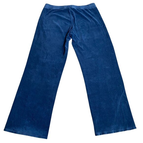 Juicy Couture Y2K Velour Drawstring Pants Sz L Blue #93R - Picture 3 of 8